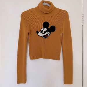 Mustard yellow Mickey Mouse turtleneck sweater